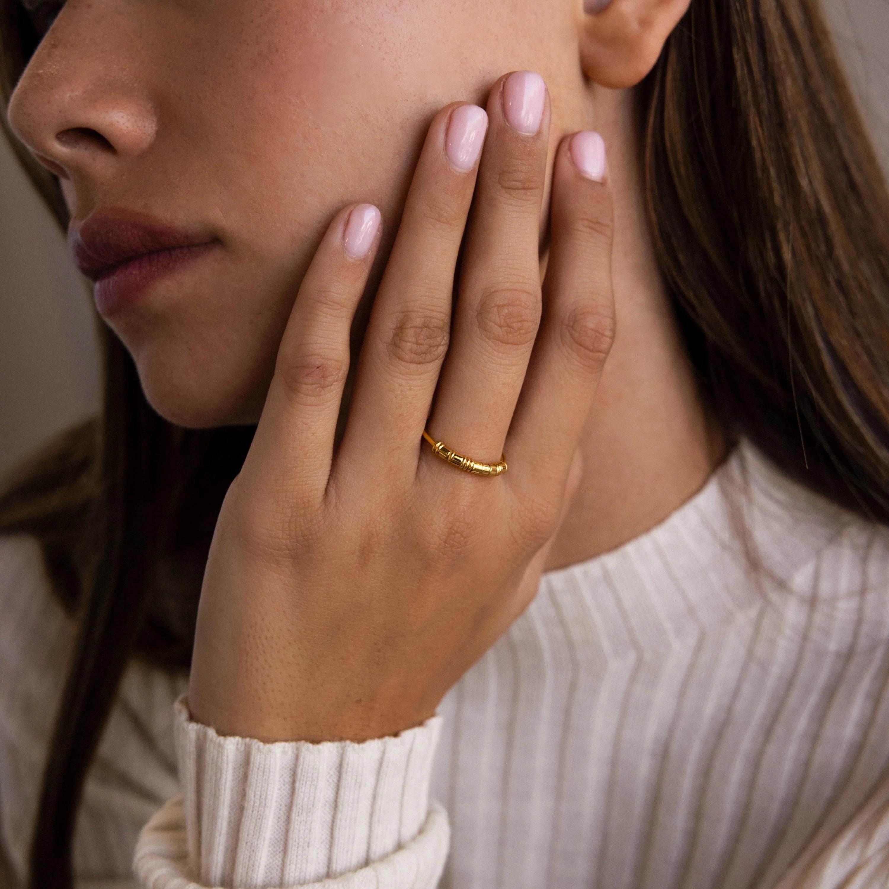 Dainty Beads Code Ring Silver 18K Gold Plated