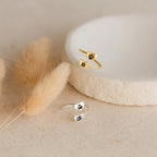 Paw Print Duo Heart Ring Silver 18K Gold Plated