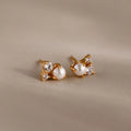 Pearl Diamond Cluster Studs Silver 18K Gold Plated