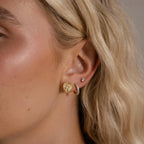 Ribbed Heart Initial Studs  Silver 18K Gold Plated