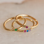 Mini Birthstone Ring Silver 18K Gold Plated