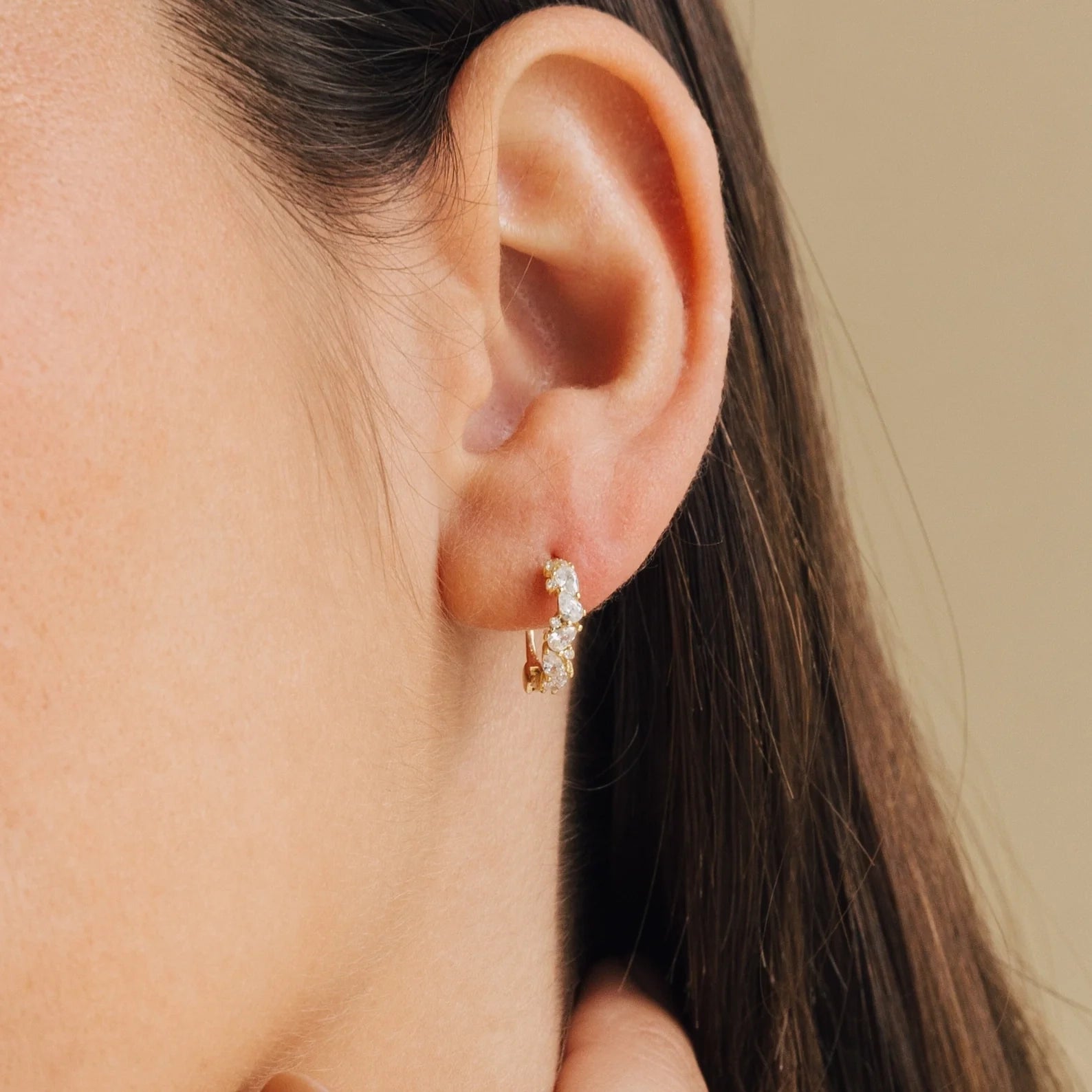 Sprinkle Diamond Huggies Silver 18K Gold Plated