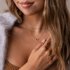 Toi et Moi Teardrop Heart Necklace Silver 18K Gold Plated