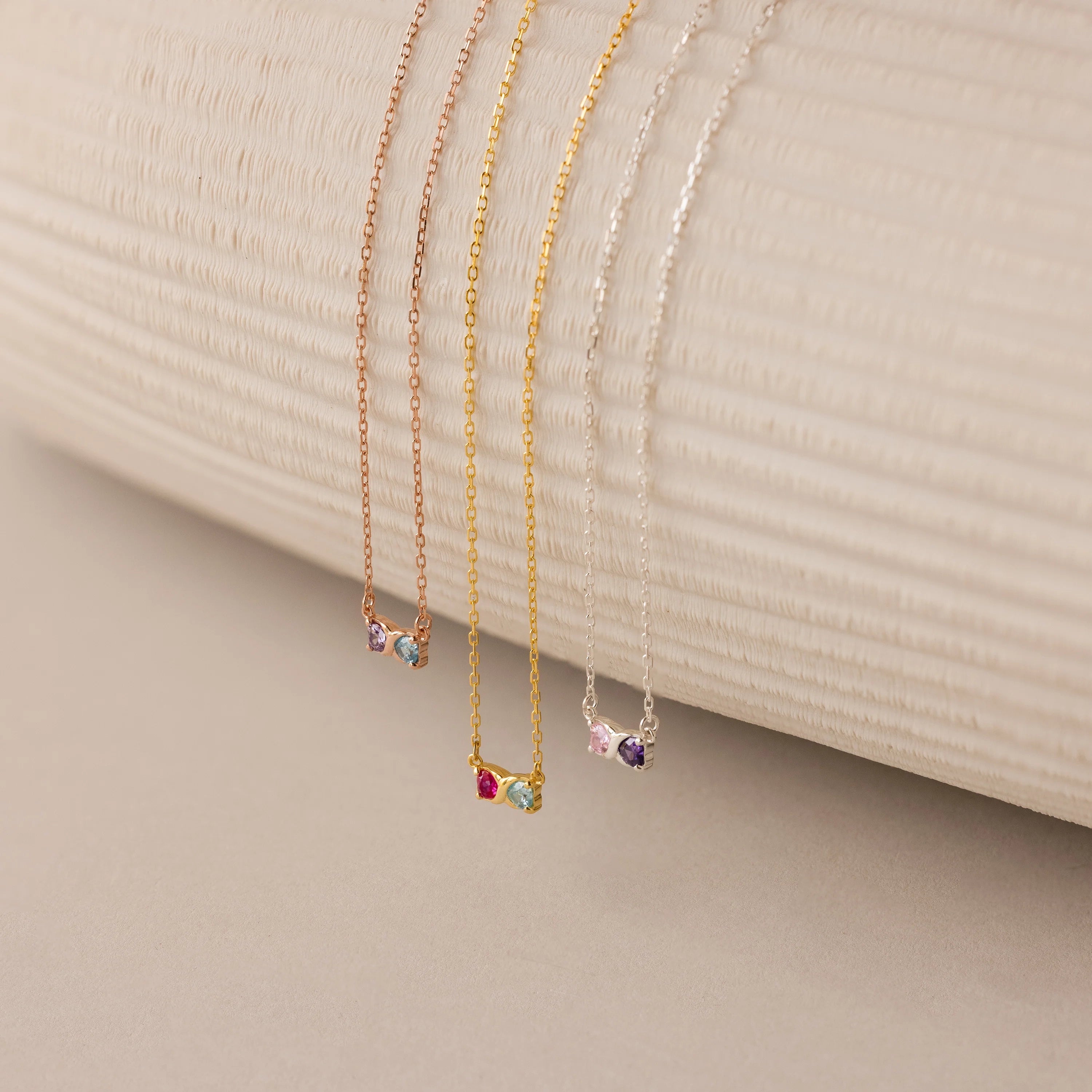 Toi et Moi Infinity Heart Birthstone Necklace Silver 18K Gold Plated