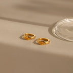 Rhombus Topaz Huggies Silver 18K Gold Plated