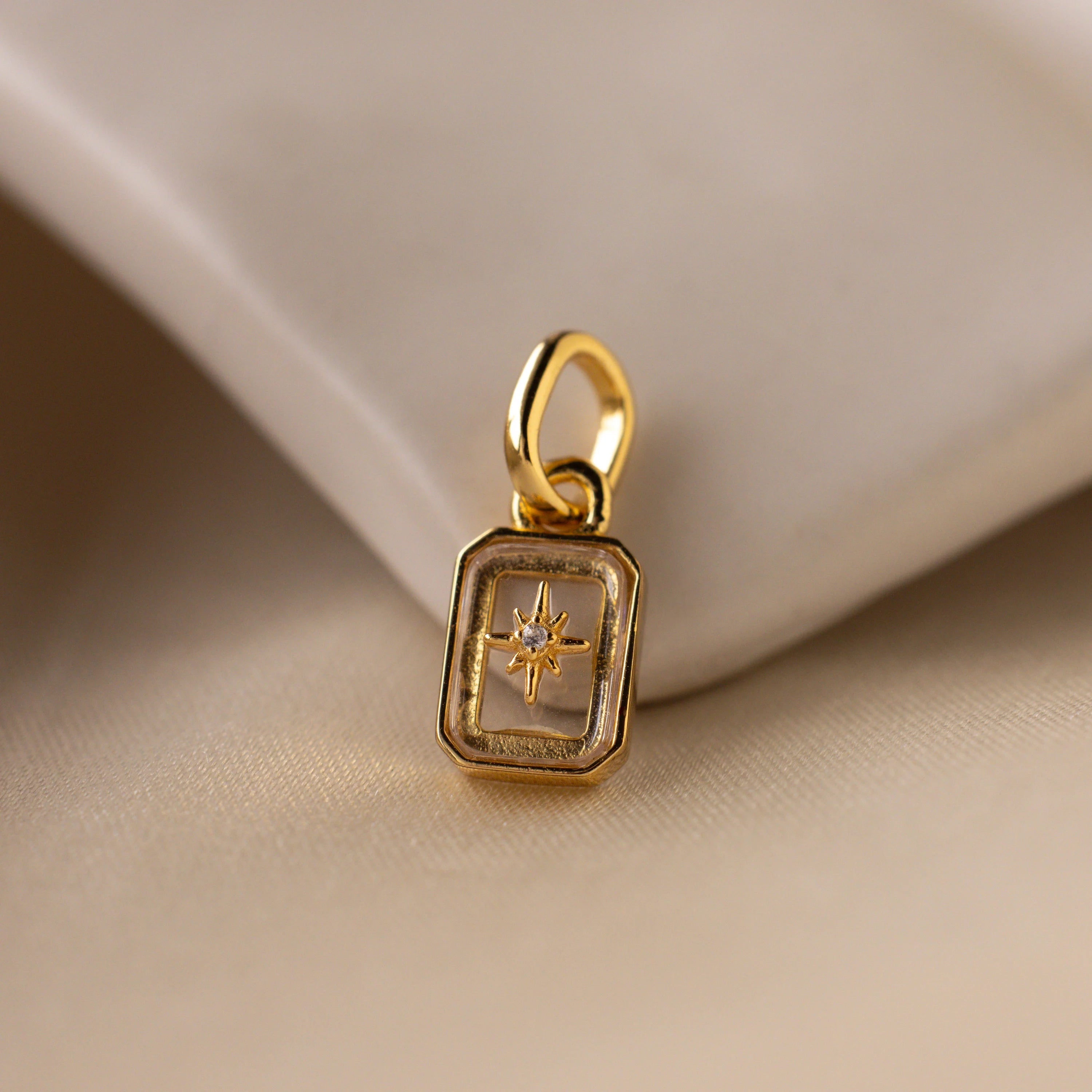North Star Birthstone Charm Silver 18K Gold Plated