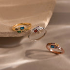 Toi et Moi Baguette Name Ring Silver 18K Gold Plated