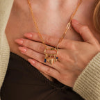 Bar & Carabiner Charm Set Silver 18K Gold Plated
