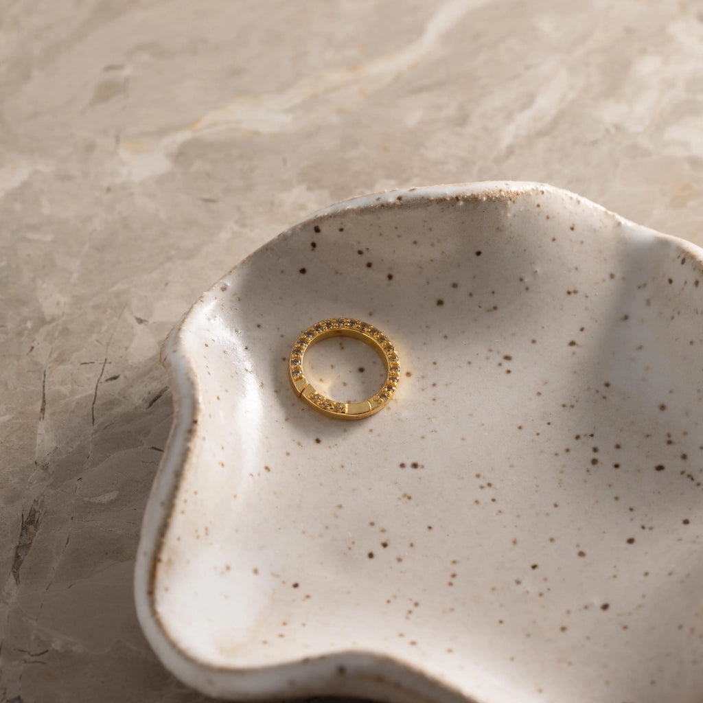 Pave Topaz Charm Silver 18K Gold Plated