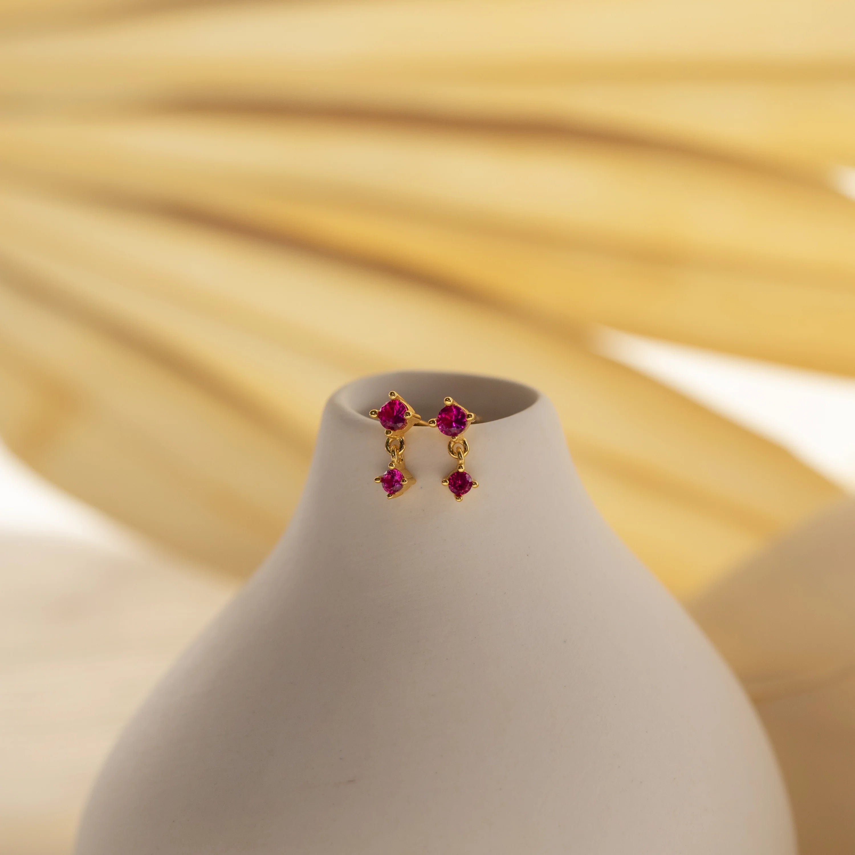 Birthstone Drop Studs  Silver 18K Gold Plated