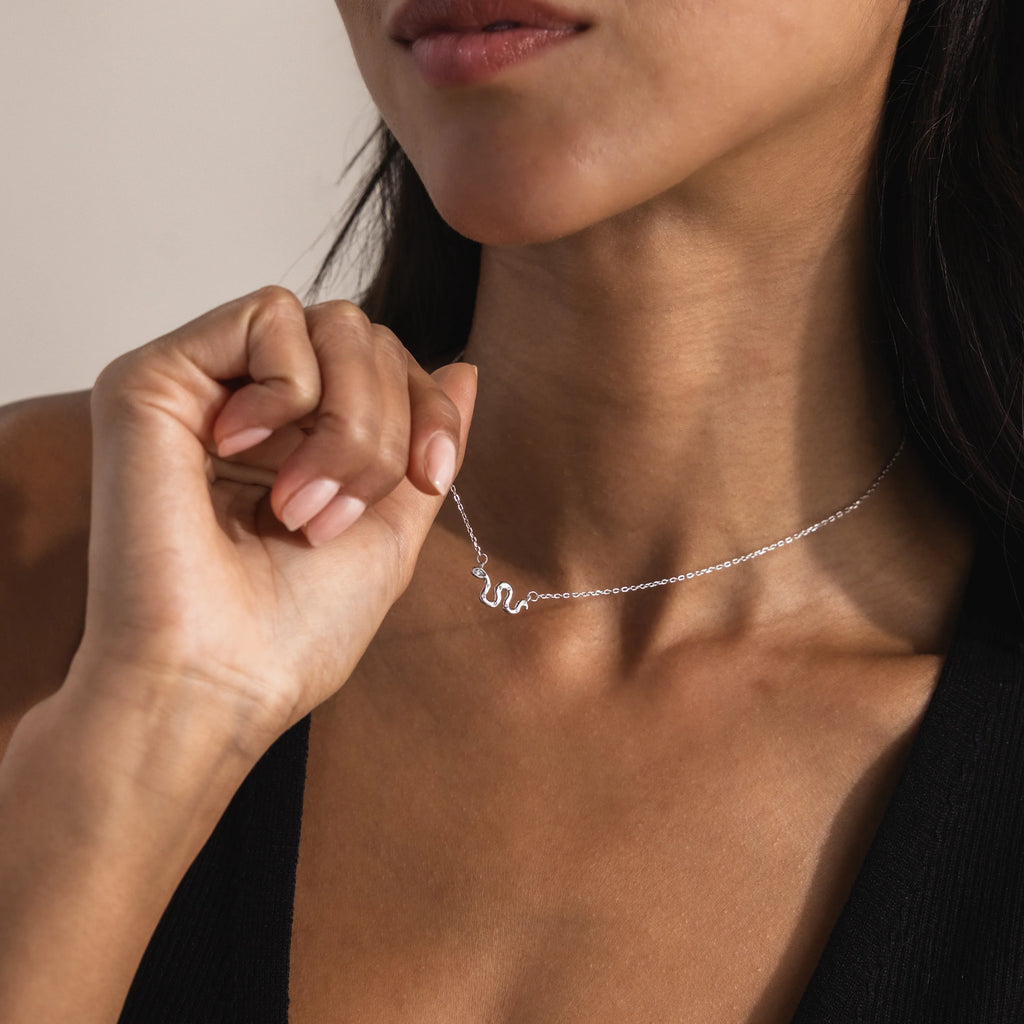 Diamond Viper Necklace Silver 18K Gold Plated