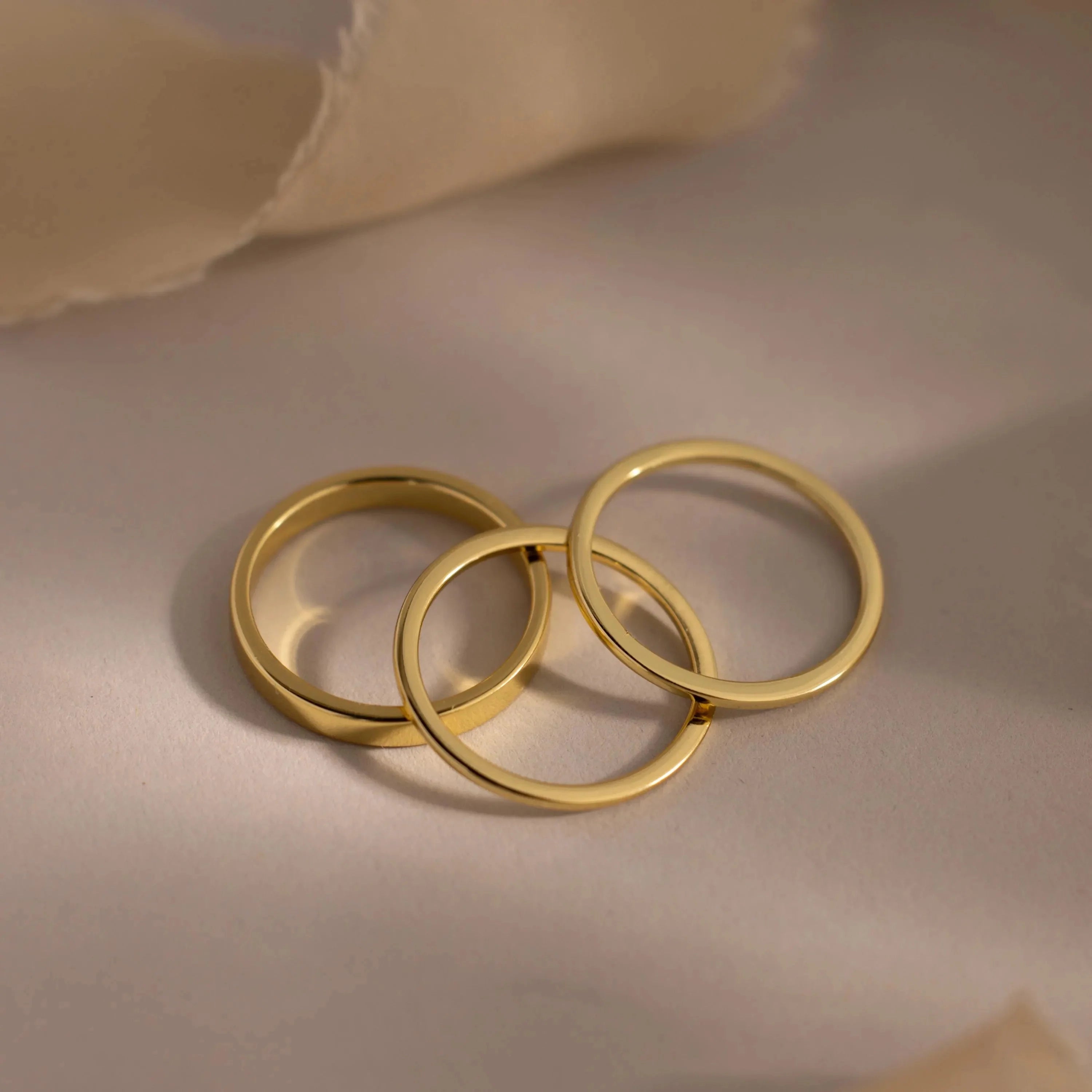 Simple Ring Set Silver 18K Gold Plated