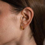 Beaded Chunky Hoops Silver 18K Gold Plated