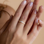 Diamond Art Deco Ring Silver 18K Gold Plated