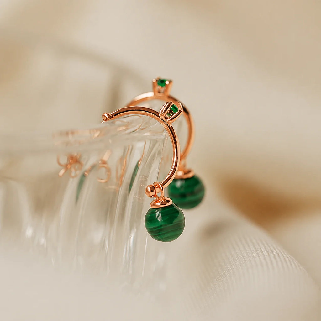 Malachite Drop Hoops