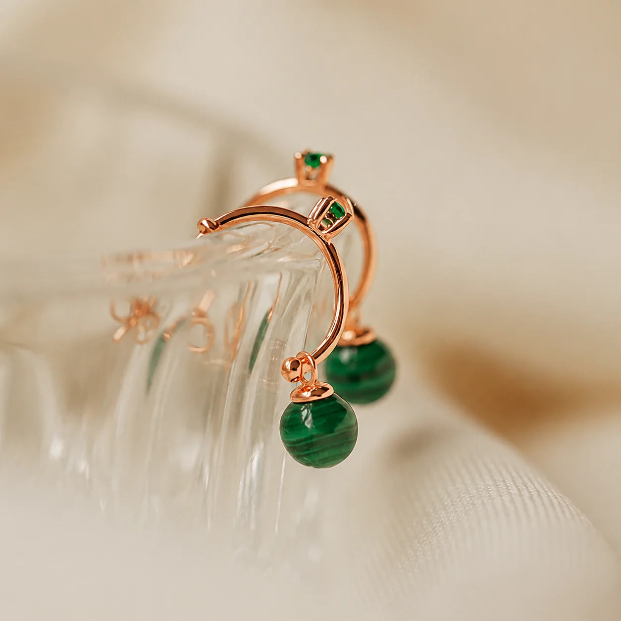 Malachite Drop Hoops