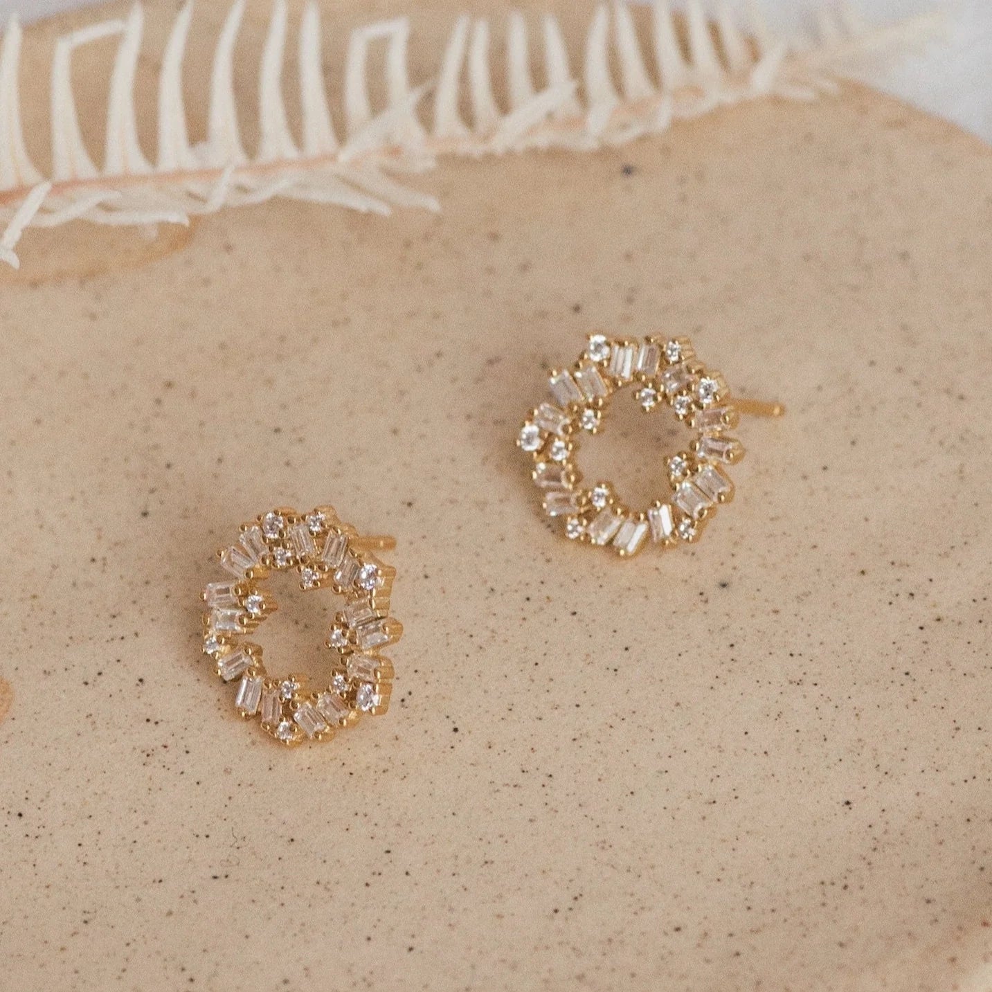 Diamond Reina Cluster Studs Silver 18K Gold Plated