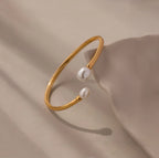Serenity Pearl Cuff Bracelet Silver 18K Gold Plated