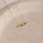 Horizontal Pod Birthstone Necklace Silver 18K Gold Plated