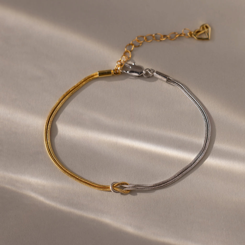 Mixed Metal Knot Bracelet in Silver 18K Gold Plated