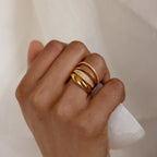 Duo Curve Ring Band Silver 18K Gold Plated