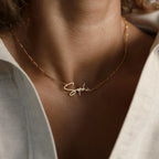 Carrie Figaro Chain Name Necklace Silver 18K Gold Plated