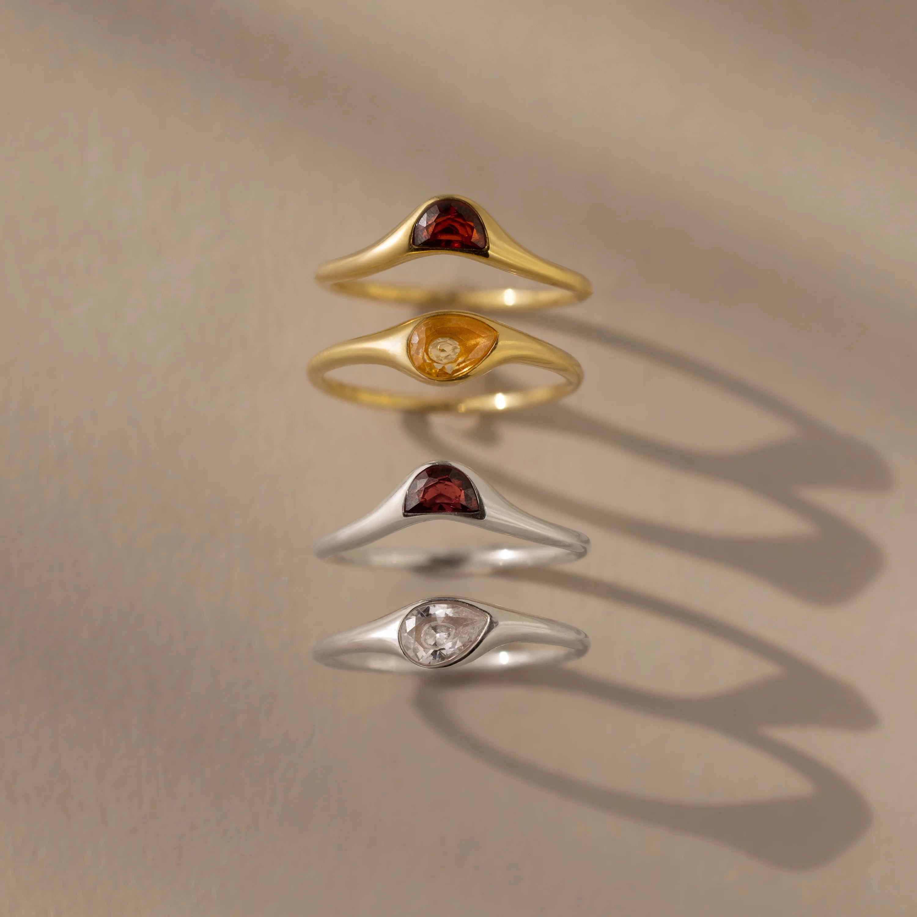 Sculpted Toi et Moi Ring Set Silver 18K Gold Plated