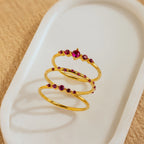 Lace Birthstone Ring Set Silver 18K Gold Plated