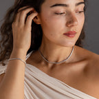 Diamond Bezel Tennis Necklace & Bracelet Set Silver 18K Gold Plated