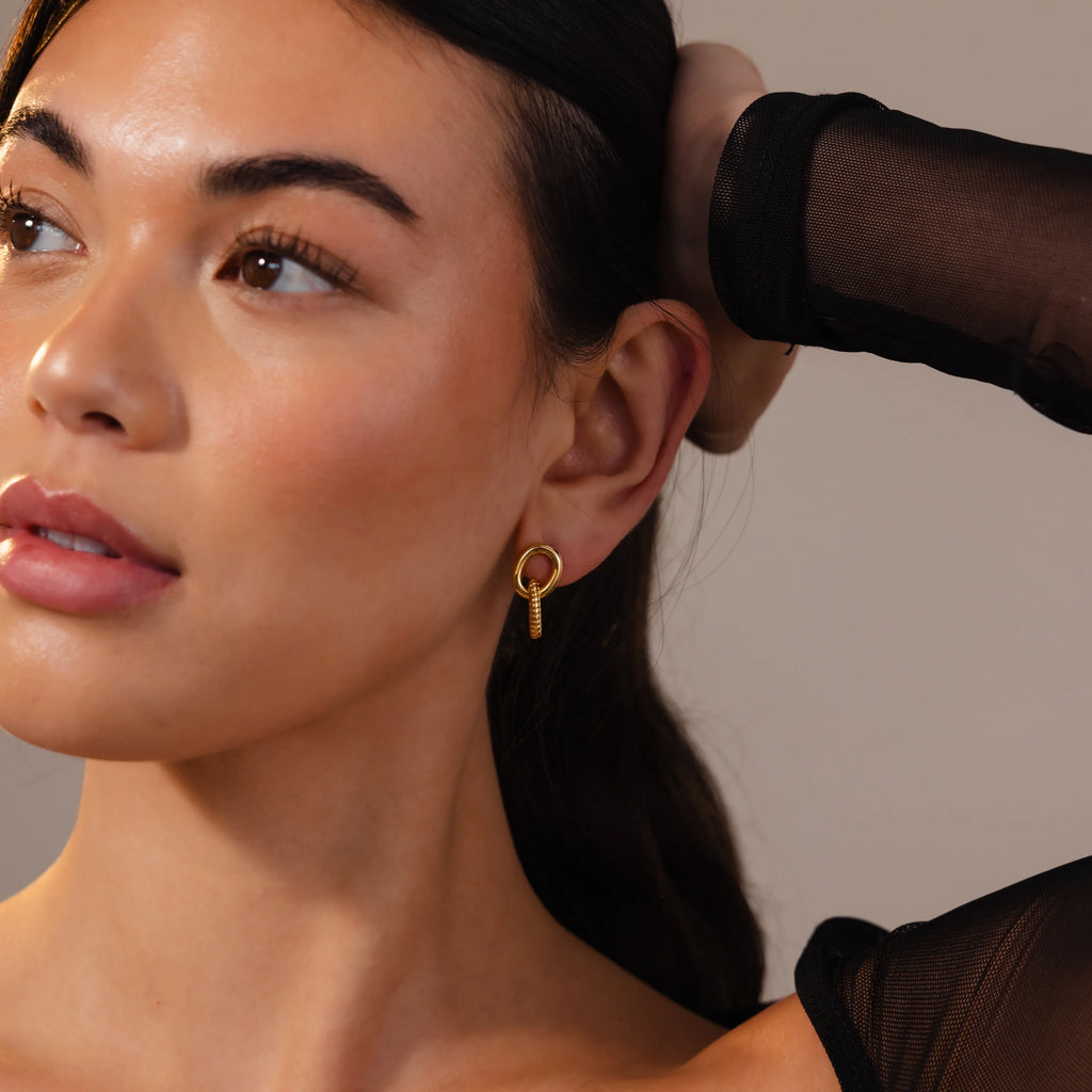 Twisted Link Earrings Silver 18K Gold Plated