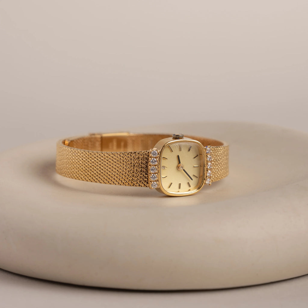 Square Timepiece Silver & 18K Gold Plated