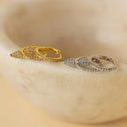Diamond Pave Spike Huggies Silver 18K Gold Plated