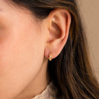 Diamond Pearl Cluster Huggies Silver 18K Gold Plated