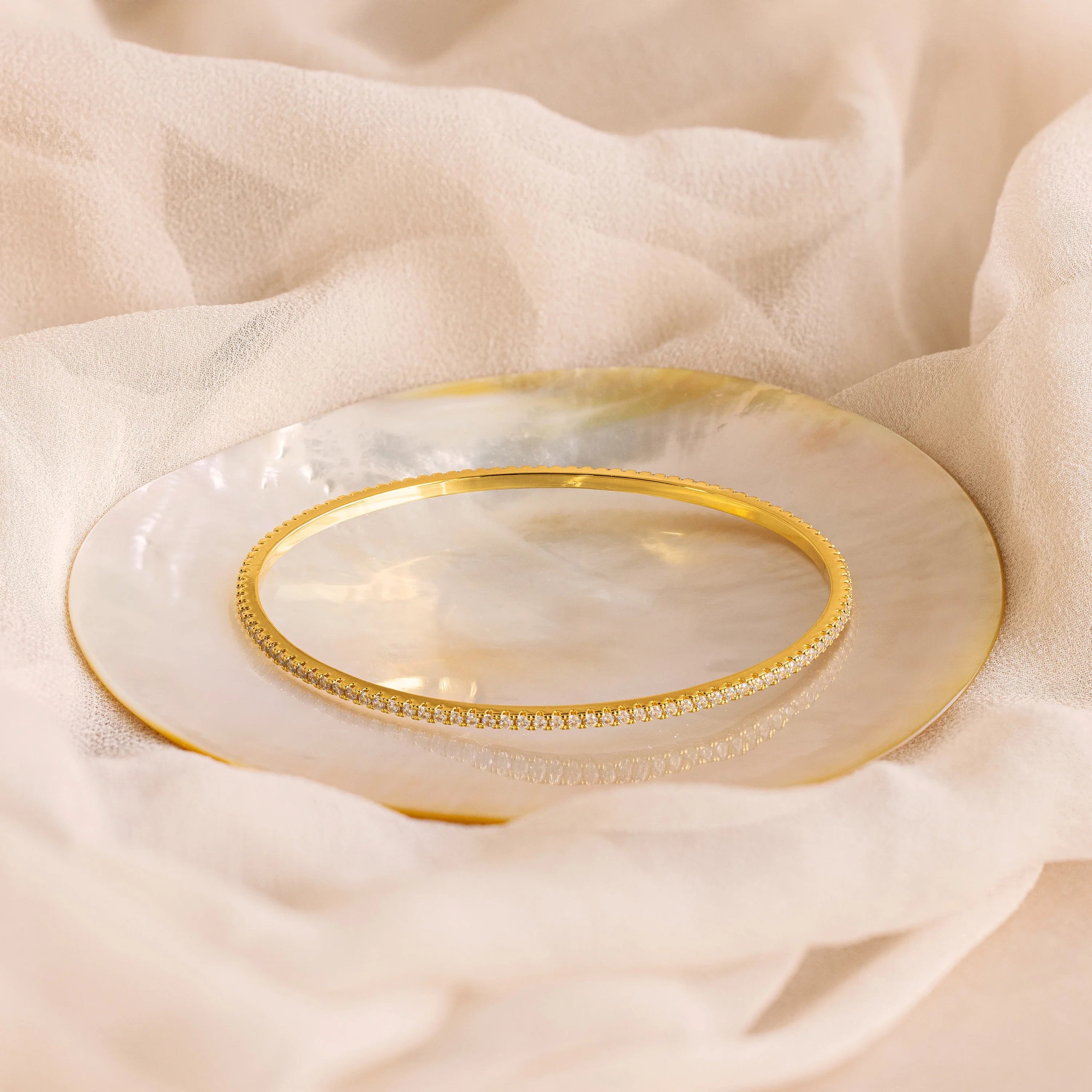 Classic Diamond Bangle Bracelet Silver 18K Gold Plated