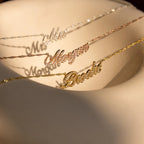 Elegant Pave Name Necklace Silver 18K Gold Plated