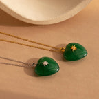 Jade Heart North Star Necklace Silver 18K Gold Plated