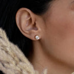 Round Diamond Studs Silver 18K Gold Plated