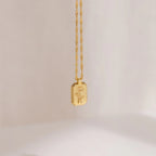 Ribbed Birth Flower Tag Necklace Silver 18K Gold Plated