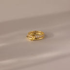 Diamond Duo Tennis Eternity Band Ring Set Silver 18K Gold Plated