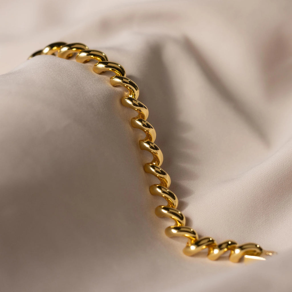 Twisted Chain Bracelet Silver 18K Gold Plated