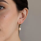 Diamond Pearl Threader Earrings Silver 18K Gold Plated