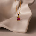 Ombre Ruby Flower Necklace Silver 18K Gold Plated