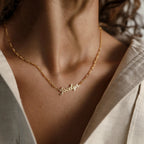 Mellow Name Necklace in Figaro Chain Silver 18K Gold Plated