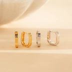 Ribbed Link Hoops Silver 18K Gold Plated