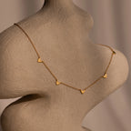 Heart Station Necklace Silver 18K Gold Plated
