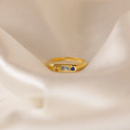 Bold Birthstone Signet Ring Silver 18K Gold Plated