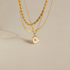 Hermoine Black Enamel Pendant Necklace Silver 18K Gold Plated