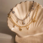 Seaside Pearl Charm Bracelet Silver 18K Gold Plated
