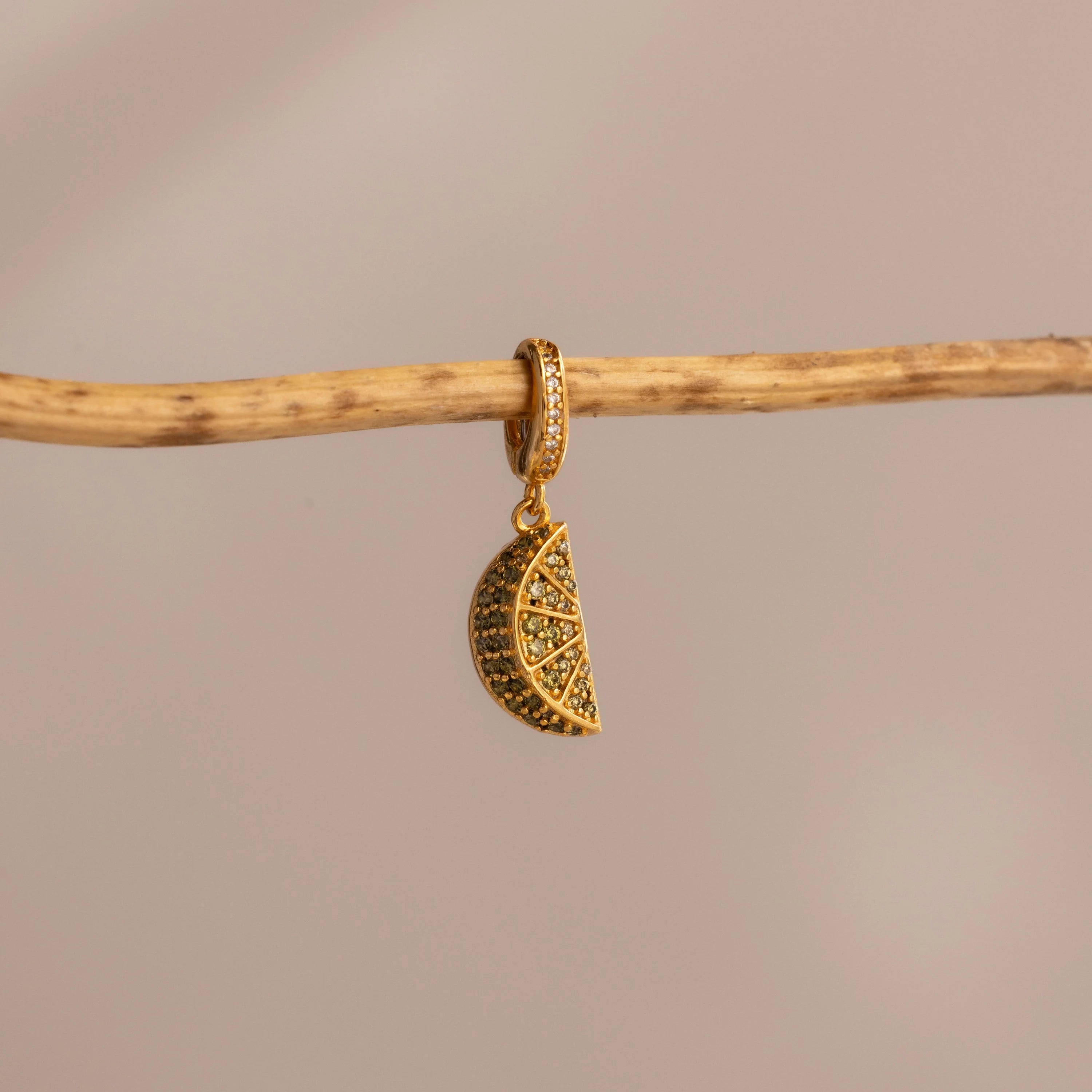 Peridot Pavé Clasp Lime Charm Silver 18K Gold Plated