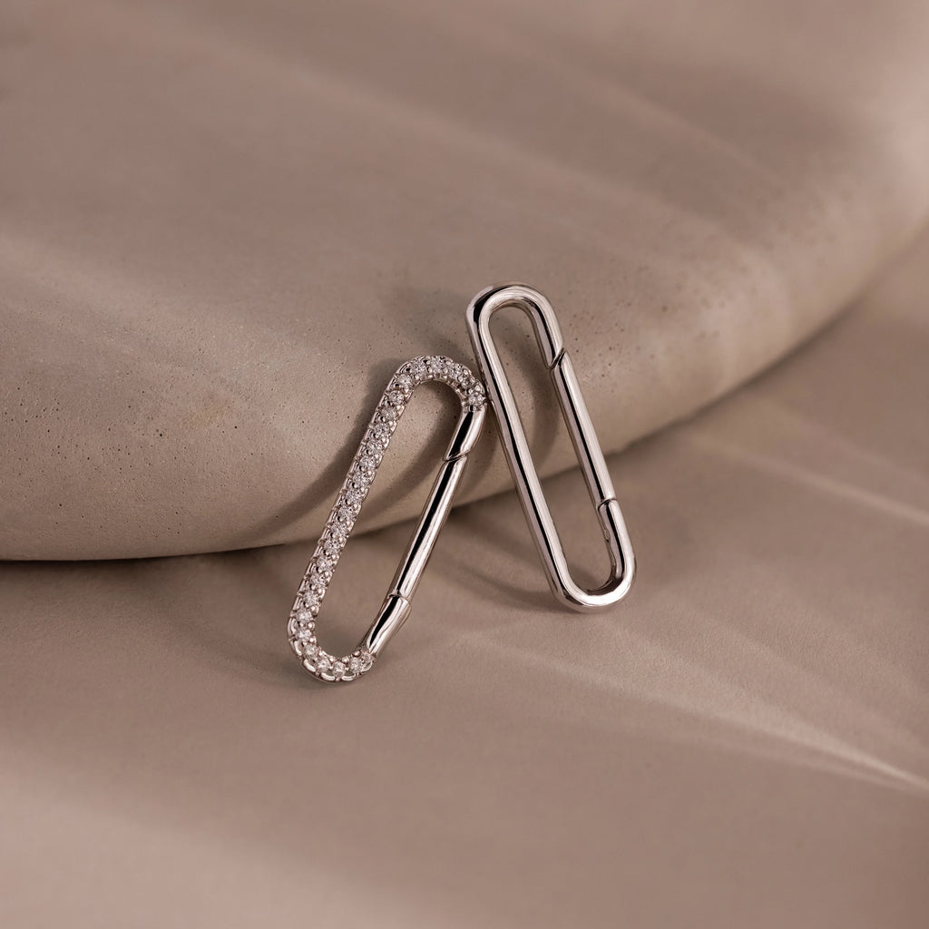 Multipurpose Pave Link Clasp Set Silver 18K Gold Plated